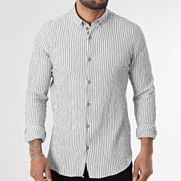 Classic Series - Chemise Manches Longues A Rayures 115 Vert Kaki Blanc