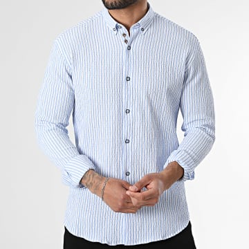 Classic Series - Chemise Manches Longues A Rayures 115 Bleu Clair Blanc