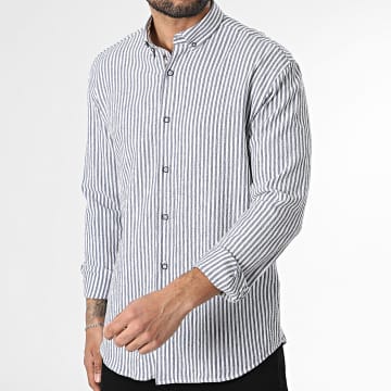 Classic Series - Chemise Manches Longues A Rayures 115 Bleu Marine Blanc