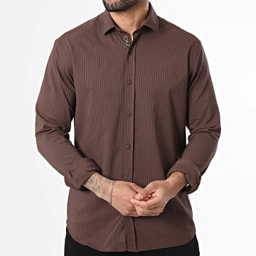Classic Series - Chemise Manches Longues A Rayures 136 Marron
