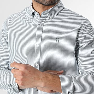 Teddy Smith - Camicia Maniche Lunghe A Righe Stanley 10717402D Bianco Verde