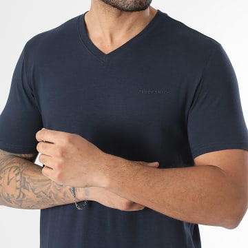 Teddy Smith - T-Shirt Scollo a V Tawax 11016800D Blu Marino