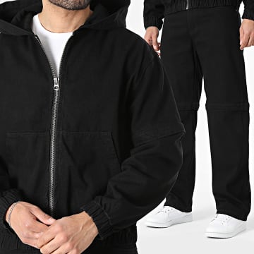 Uniplay - Conjunto Chaqueta Vaquero Con Capucha Y Cremallera Y Vaquero 447 Negro