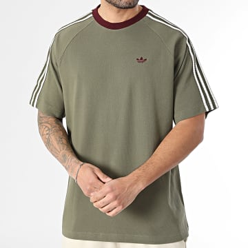 Adidas Originals - Tee Shirt A Bandes Britcore KV4446 Vert Kaki Blanc Bordeaux