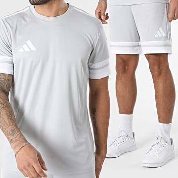 Adidas Sportswear - Ensemble Tee Shirt Et Short Jogging A Bandes JG5837 JH3413 Gris