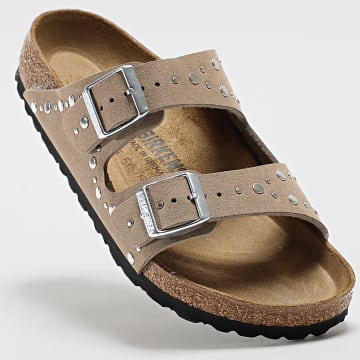 BIRKENSTOCK - Sandales Femme Arizona Rivet Border Soft Birki Gray Taupe