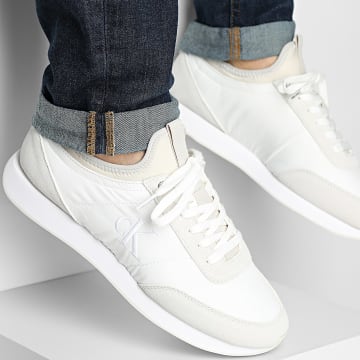 Calvin Klein - Baskets Retro Runner Sock Laceup Mix 1414 Ck Bright White Light Grey