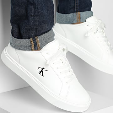 Calvin Klein - Baskets Classic Cupsole Laceup Leather 1435 Bright White Sage Green