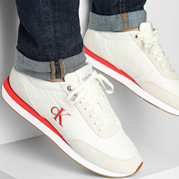 Calvin Klein - Baskets Retro Runner Essential Mix Mat 3618 Marshmallow White Orange