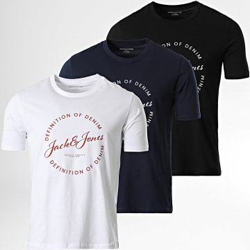 Jack And Jones - Pack of 3 T-Shirts Rayson White Navy Black