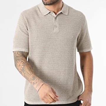 Jack And Jones - Polo Manches Courtes Maille George Beige Chiné