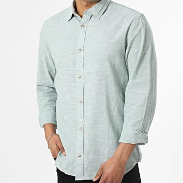 Jack And Jones - Long Sleeve Linen Shirt Summer Linen Blend Green
