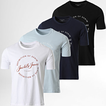 Jack And Jones - Pack of 4 T-Shirts Rayson White Light Blue Navy Black