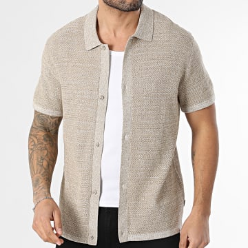 Jack And Jones - Camicia maniche corte maglia George Beige Chiné