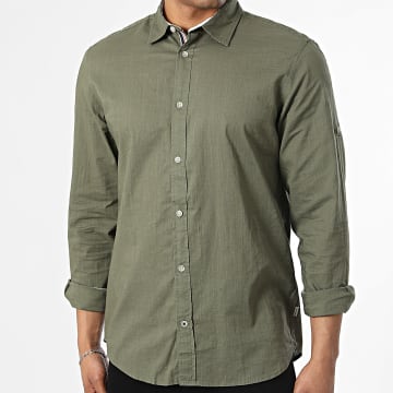 Jack And Jones - Chemise Manches Longues Henry Vert Kaki