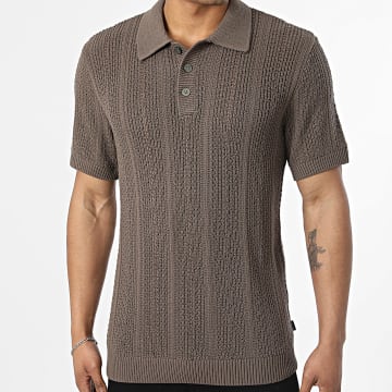 Jack And Jones - Polo Manches Courtes Maille Winston Marron