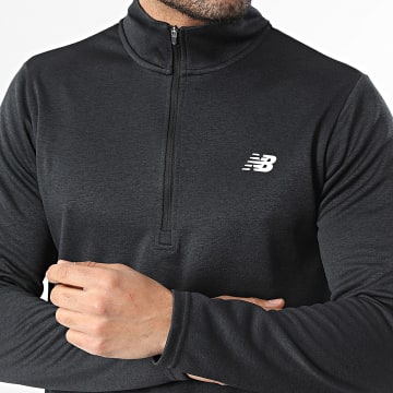 New Balance - Camisola com Capuz Gola Alta com Fecho MT51803 Cinzento Mesclado