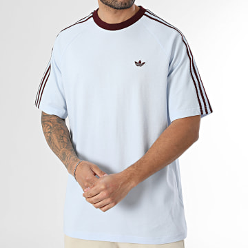 Adidas Originals - Tee Shirt A Bandes Britcore HZ3831 Bleu Clair Bordeaux
