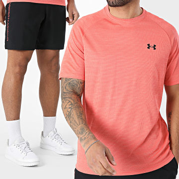 Under Armour - Tracksuit T-Shirts And Jogger Shorts TechWoven Wordmark 1382796 1383356 Black Orange