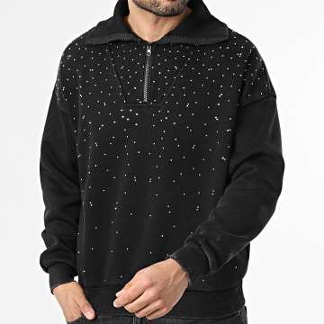 Uniplay - Sweatshirt Hoodie Mit Stehkragen Und Reißverschluss Mit Strass 063 Schwarz