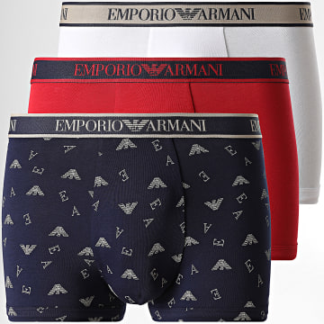 Emporio Armani - Pack di 3 Boxer EM000370-AF20669 Blu Marino Rosso Bianco