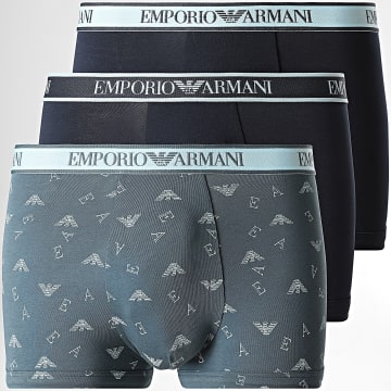 Emporio Armani - Set di 3 Boxer EM000370-AF20669 Blu Navy Blu Grigio