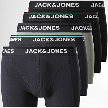 Jack And Jones - Lot De 5 Boxers Timothy Noir Bleu Marine Vert