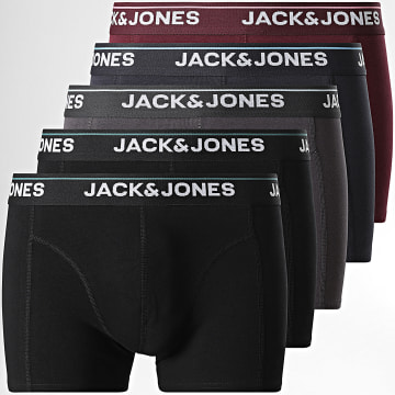 Jack And Jones - Set van 5 Boxers Timothy Zwart Antraciet Bordeaux Marineblauw