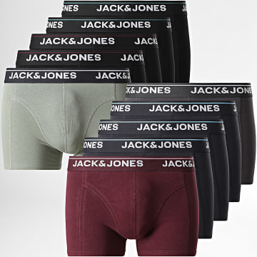 Jack And Jones - Pack van 10 Boxers Timothy Zwart Navy Blauw Groen Grijs Antraciet