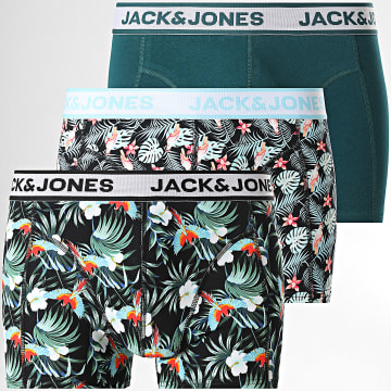 Jack And Jones - Pack van 3 Boxers Bird Leaves Zwart Donkergroen Bloemmotief