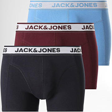Jack And Jones - Lot De 3 Boxers Nolan Noir Bordeaux Bleu Clair