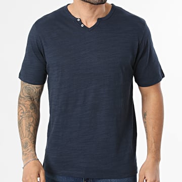 JJ Rebel - Tee Shirt Col V Windom Split Bleu Marine