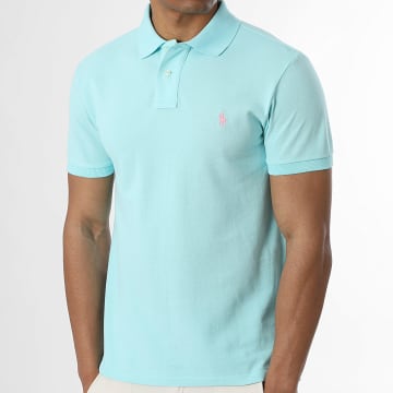 Polo Ralph Lauren - Polo Manches Courtes Slim Original Player Bleu Turquoise