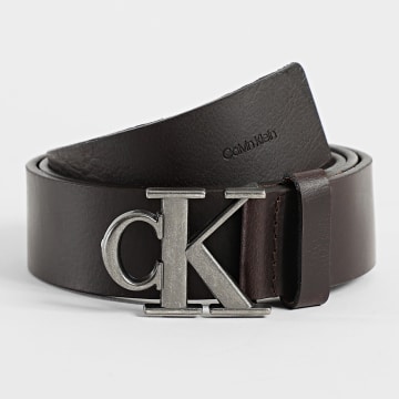 Calvin Klein - Cinturón CK Hebilla Lisa 7091 Marrón Oscuro