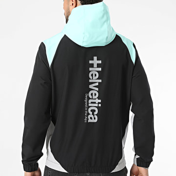 Helvetica - Chaqueta con capucha con cremallera Stanford Negro Turquesa Gris