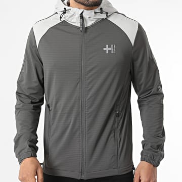 Helvetica - Chaqueta con capucha con cremallera con bandas Powell Gris Antracita