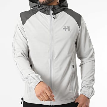 Helvetica - Chaqueta con capucha con cremallera con bandas Powell Gris