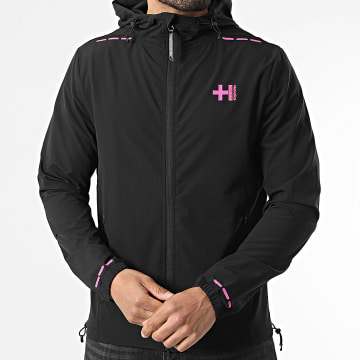 Helvetica - Chaqueta con capucha con cremallera Bolt Negro Rosa