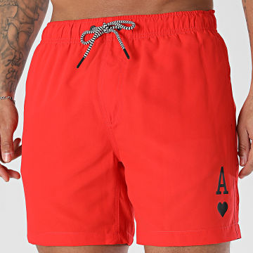 Luxury Lovers - Pantalón Corto de baño The Ace Of Hearts Rojo Negro
