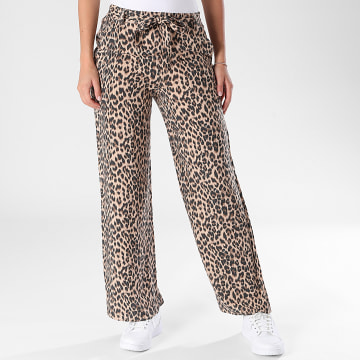 Only - Pantalón relaxed fit Mujer Nova Life Beige Negro Leopardo