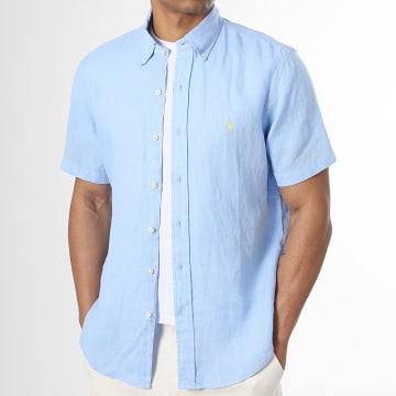 Polo Ralph Lauren - Chemise Manches Courtes En Lin Custom Fit Original Player Bleu