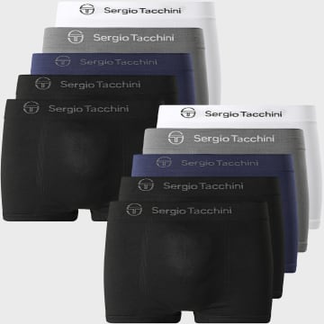 Sergio Tacchini - Set di 10 Boxer 97840608 Nero Bianco Grigio Blu Marino
