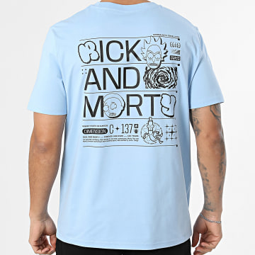 Rick Et Morty - Tee Shirt Oversize Fineline Bleu Clair