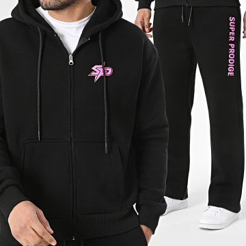 Super Prodige - Chándal Logo SP Negro Rosa Flúor