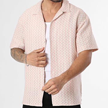 Jack And Jones - Chemise Manches Courtes Montauk Crochet Beige Clair Rose