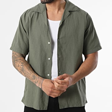Jack And Jones - Chemise Manches Courtes En Lin Breeze Vert Kaki
