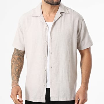 Jack And Jones - Overhemd Korte Mouwen Linnen Breeze Beige