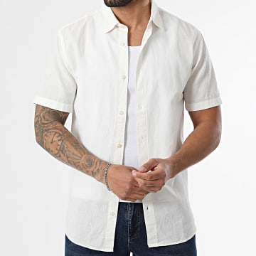Jack And Jones - Chemise Manches Courtes En Lin Breeze Beige Clair