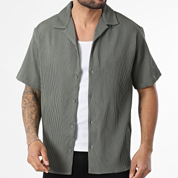 Jack And Jones - Chemise Manches Courtes Côtelée Harrison Vert Kaki