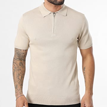MTX - Polo Kurzarm Reißverschluss Kragen Strick 555 Beige